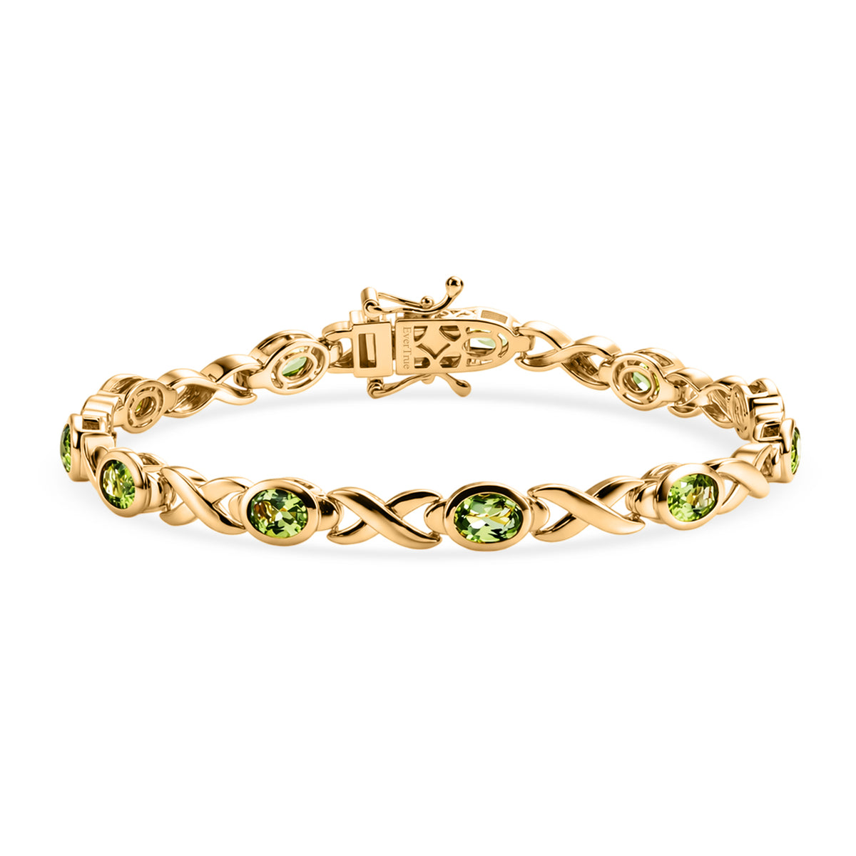 EverTrue - Natural Hebei Peridot Infinity Link Bracelet (Size - 7.5) with GB Lock Box in Yellow Gold Tone 5.40 Ct. V32529292 0