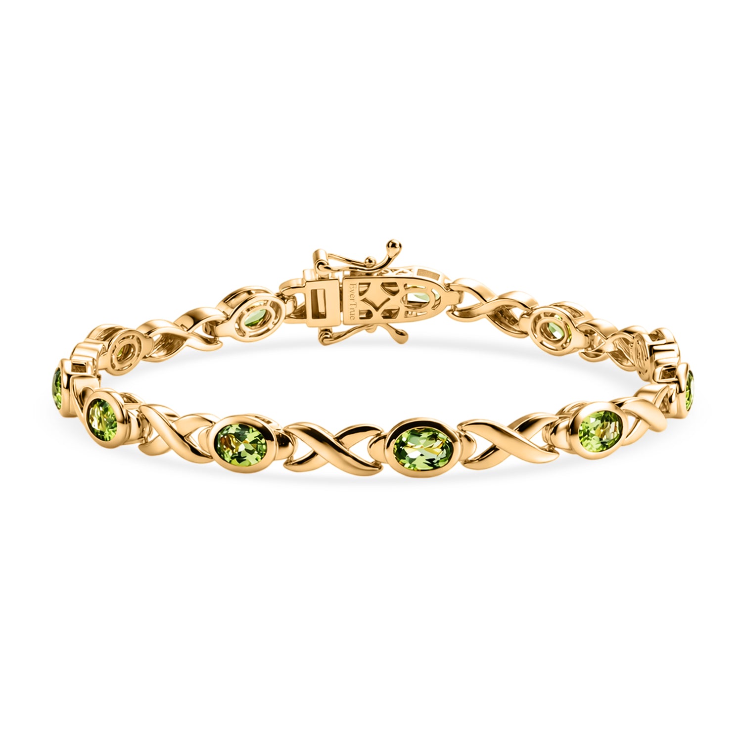EverTrue - Natural Hebei Peridot Infinity Link Bracelet (Size - 7.5) with GB Lock Box in Yellow Gold Tone 5.40 Ct. V32529292 0