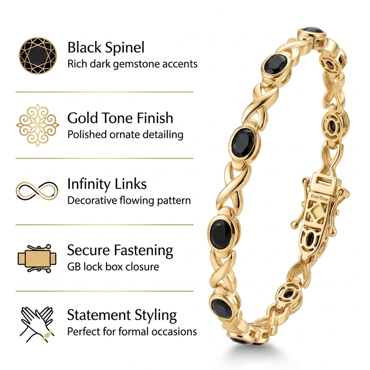 Black Spinel Bracelet (Size - 7) with GB Lock Box 6.00 Ct. V32527974 5