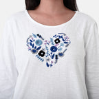 La Marey Cotton Floral Heart Embroidered full Sleve T-Shirt (Size M, 12 to 14) - Off White_8465867_5