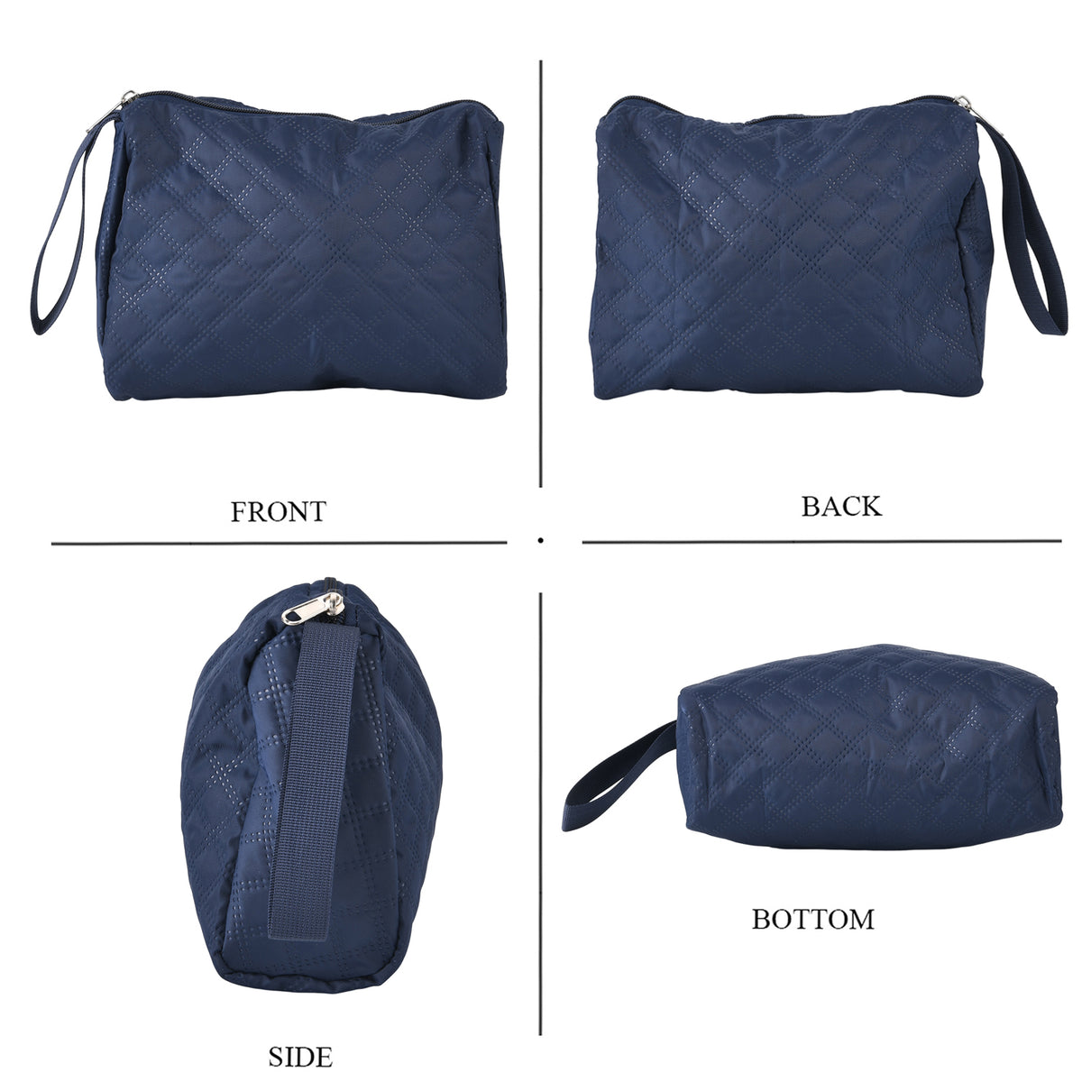 Designer Inspired - 3 Pcs Quilted Travel Bag Set - Navy V32576591 5