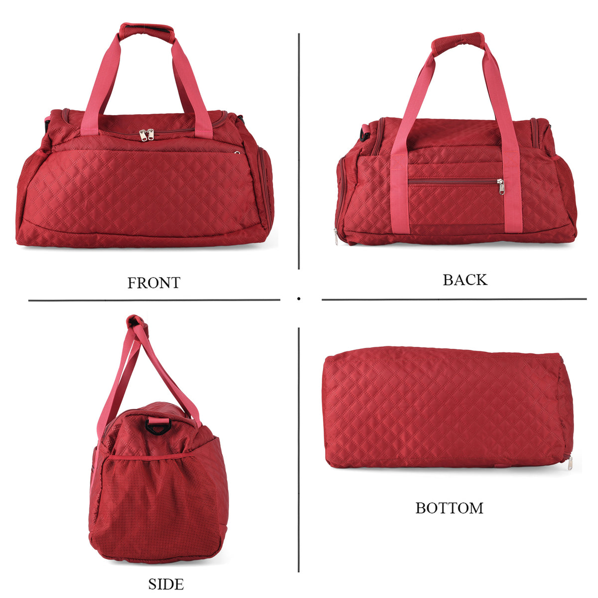 Designer Inspired-  3 Pcs Quilted Travel Bag Set - Burgundy V32519447 3