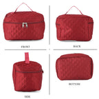 Designer Inspired-  3 Pcs Quilted Travel Bag Set - Burgundy_8465882_6