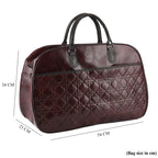 Quilted Weekender Travel Style Duffle Bag with Shoulder Strap - Burgundy_8465929_8