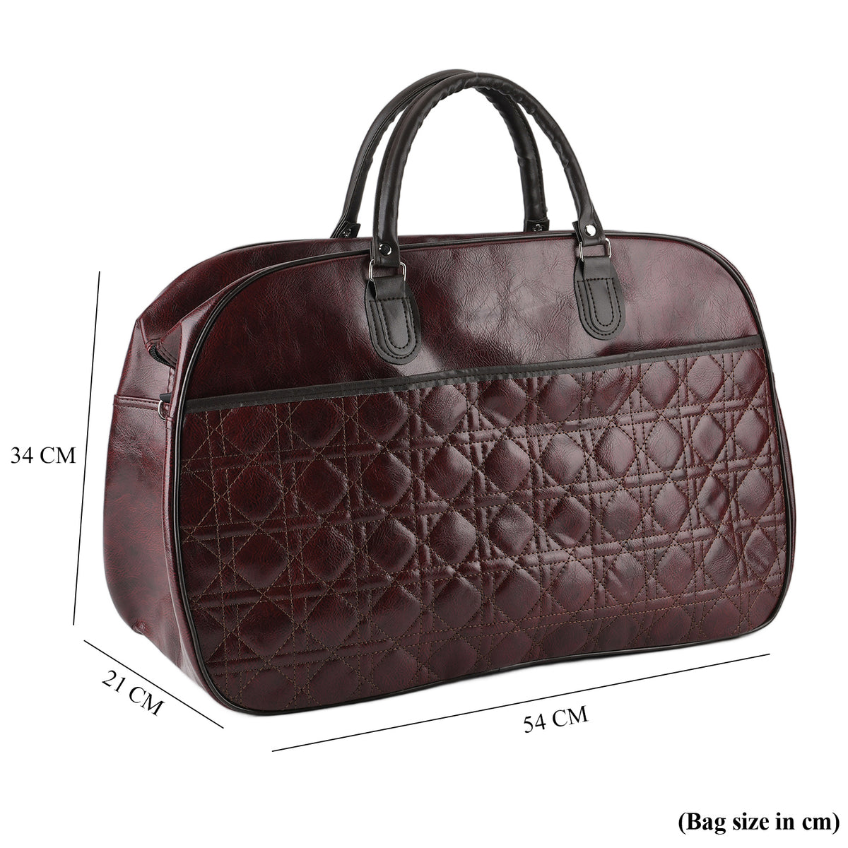 Quilted Weekender Travel Style Duffle Bag with Shoulder Strap - Burgundy V32516223 9