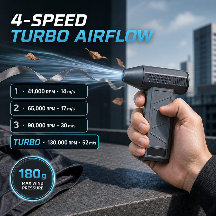 Mini Handheld 130,000 RPM Turbo Jet Fan &amp; Air Duster with LED Light - Aluminum Electric Blower - Dark Blue 8466016 2