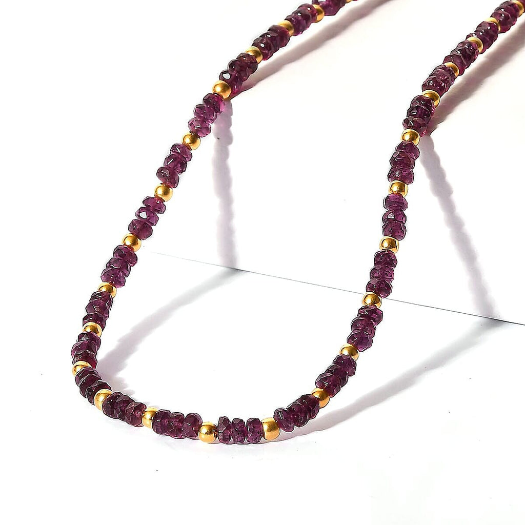 Natural AAA Radiant Ember Garnet Necklace (Size - 18+2 EXT) in 18K Vermeil Yellow Gold Plated Sterling Silver 46.00 Ct, Silver Wt. 5.07 Gms_8466034