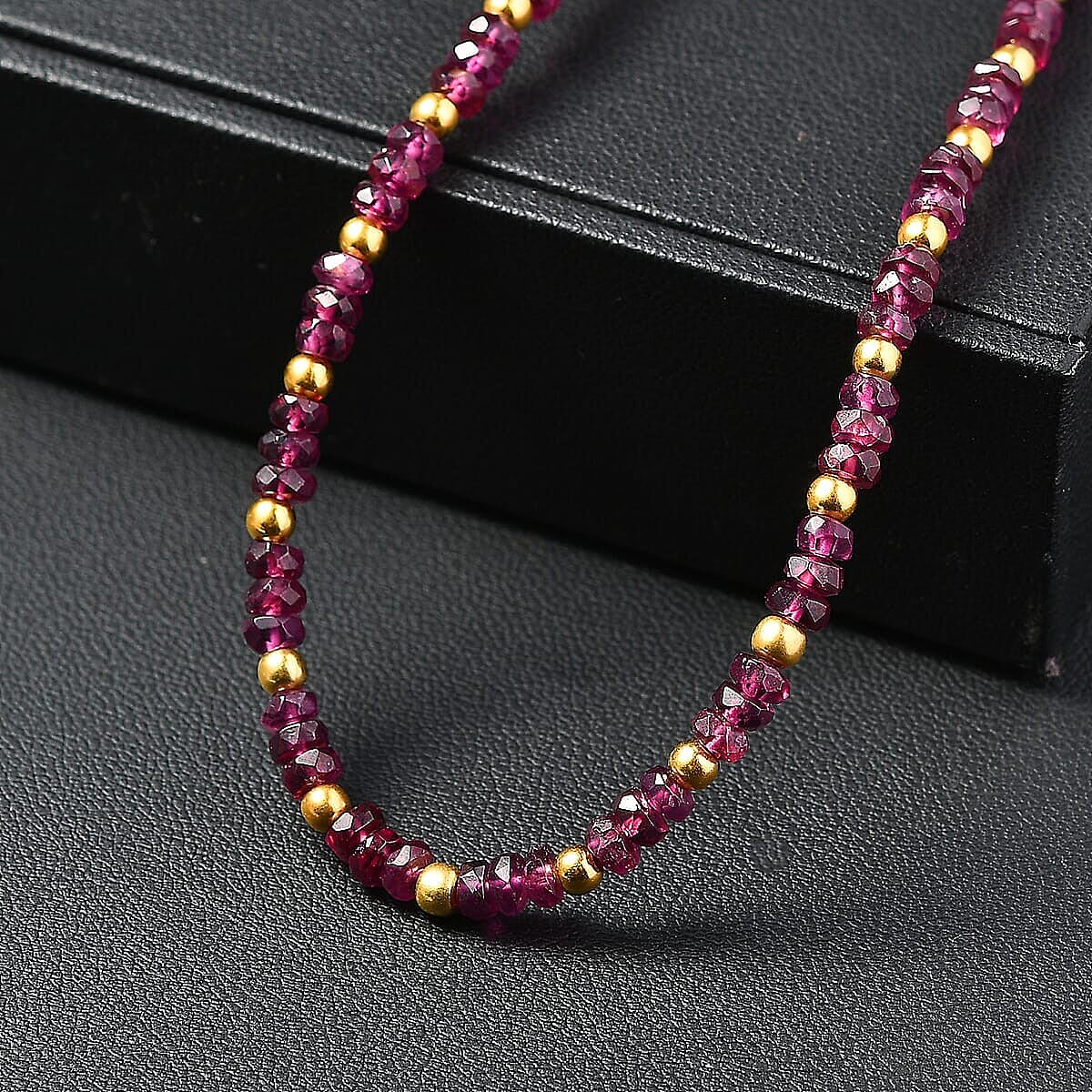 Natural AAA Radiant Ember Garnet Necklace (Size - 18+2 EXT) in 18K Vermeil Yellow Gold Plated Sterling Silver 46.00 Ct, Silver Wt. 5.07 Gms V32520987 2