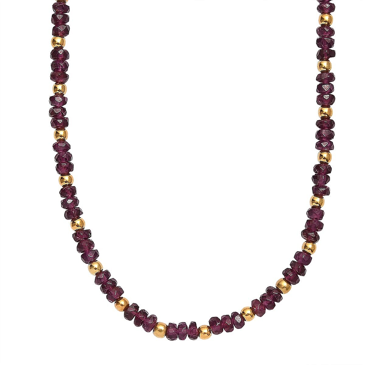 Natural AAA Radiant Ember Garnet Necklace (Size - 18+2 EXT) in 18K Vermeil Yellow Gold Plated Sterling Silver 46.00 Ct, Silver Wt. 5.07 Gms V32520987 4