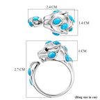 D'Joy Sleeping Beauty Turquoise & Black Spinel Adjustable Ring in Rhodium Overlay Sterling Silver 2.02 Ct._8466063_5