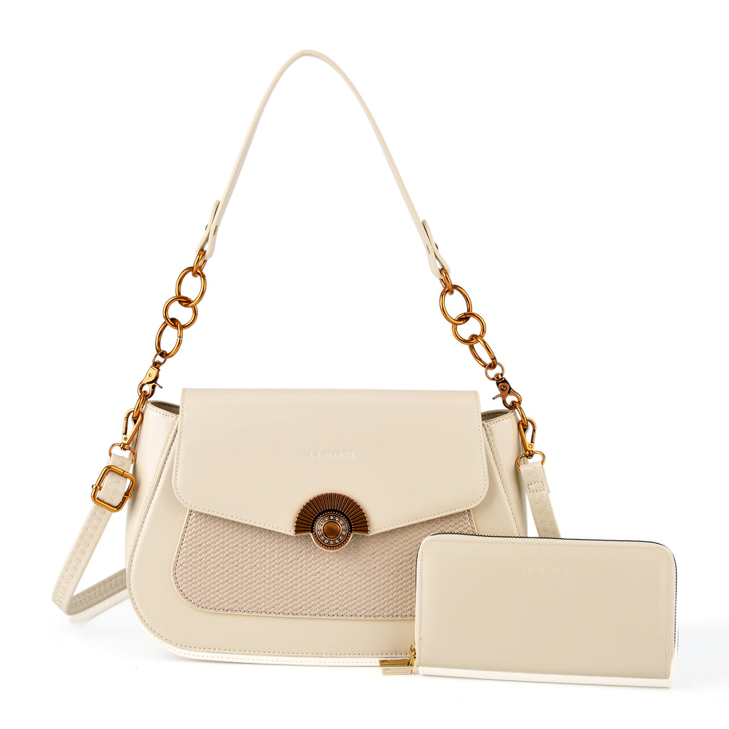 LA MAREY 2-Piece Sling Crossbody Bag & Matching Wallet Combo - Off White_8466111