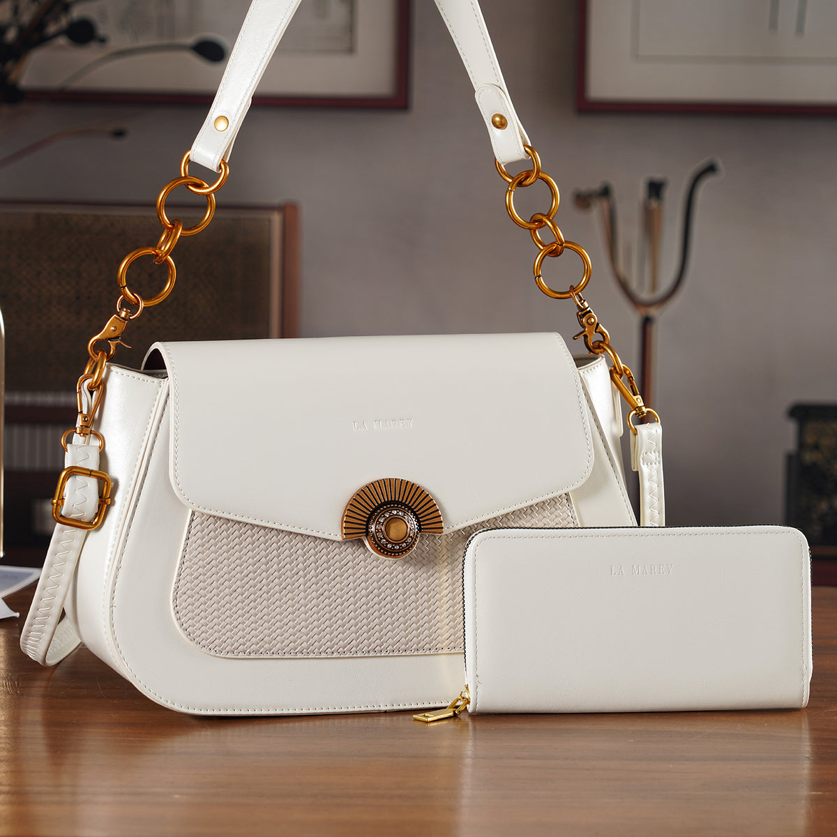LA MAREY 2-Piece Sling Crossbody Bag &amp; Matching Wallet Combo - Off White V32520732 1