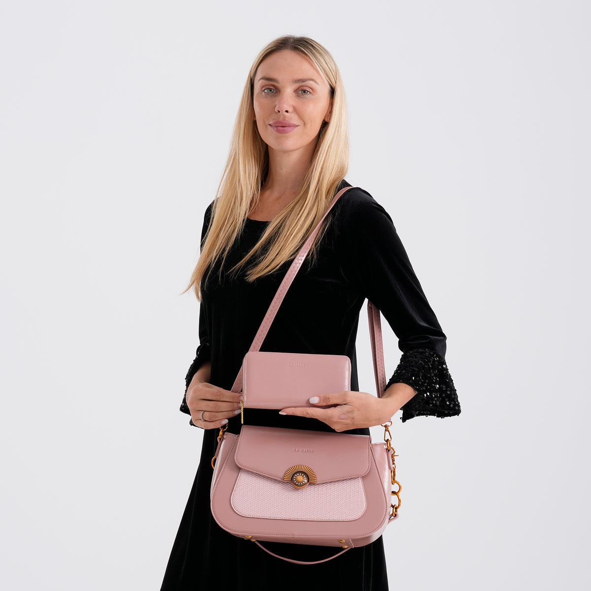 LA MAREY 2-Piece Sling Crossbody Bag &amp; Matching Wallet Combo - Sea Pink 8466113 3