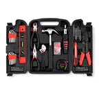 126-Piece DIY Tool Kit with Storage Case -  4-piece precision screwdriver set, 6-piece hardware nail box, 20-piece socket head set, wire stripper, mallet, adjustable wrench -  Black_8466157