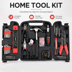 126-Piece DIY Tool Kit with Storage Case -  4-piece precision screwdriver set, 6-piece hardware nail box, 20-piece socket head set, wire stripper, mallet, adjustable wrench -  Black_8466157_2