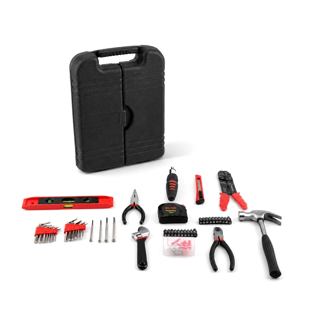 126-Piece DIY Tool Kit with Storage Case -  4-piece precision screwdriver set, 6-piece hardware nail box, 20-piece socket head set, wire stripper, mallet, adjustable wrench -  Black_8466157_3