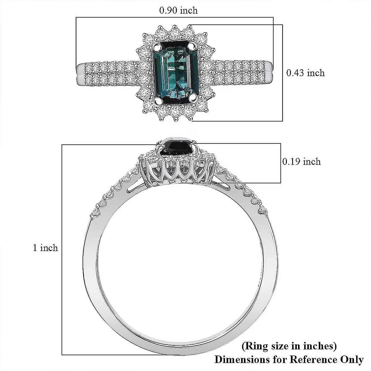Certified and Appraised RHAPSODY AAAA Indicolite and White Diamond VS Ring in 950 Platinum, Platinum Wt.5.55 Gms 1.540 Ct. 8466175 5