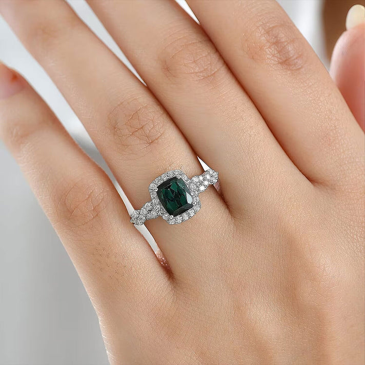 Certified and Appraised RHAPSODY AAAA Indicolite White Diamond VS Ring in 950 Platinum, Platinum Wt.6.35 Gms  2.150  Ct. 8466199 2