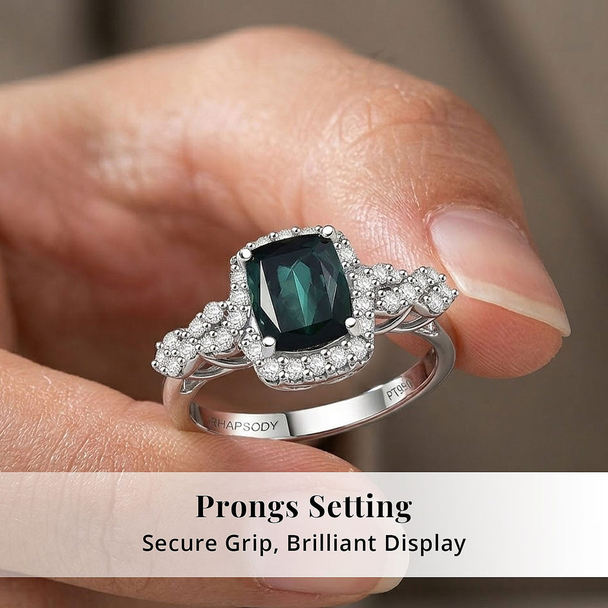 Certified and Appraised RHAPSODY AAAA Indicolite and White Diamond VS Ring in 950 Platinum, Platinum Wt.6.35 Gms  2.150  Ct. 8466199 4