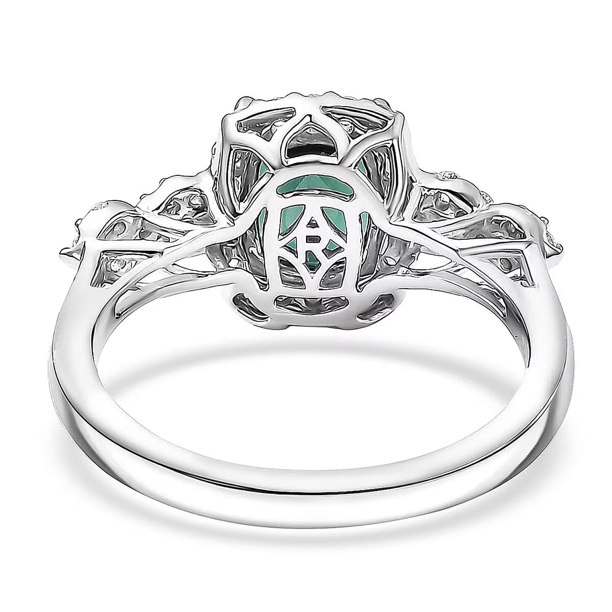 Certified and Appraised RHAPSODY AAAA Indicolite and White Diamond VS Ring in 950 Platinum, Platinum Wt.6.35 Gms  2.150  Ct. 8466199 6