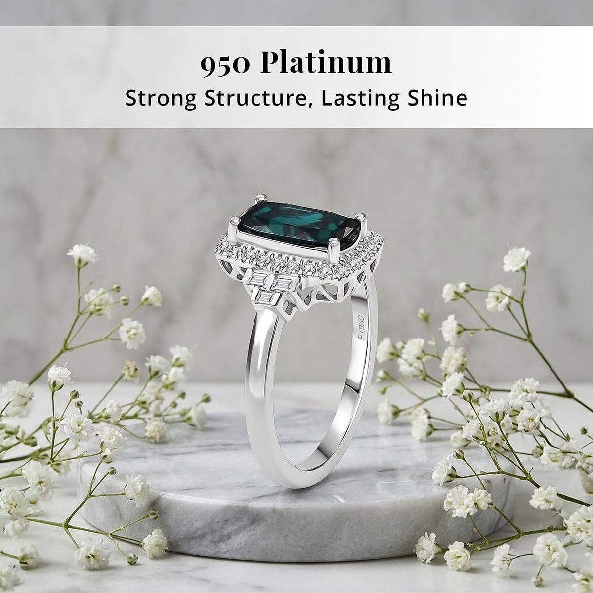 Certified and Appraised RHAPSODY AAAA Indicolite and White Diamond VS Ring in 950 Platinum, Platinum Wt.6.43 Gms  1.670  Ct. 8466212 3