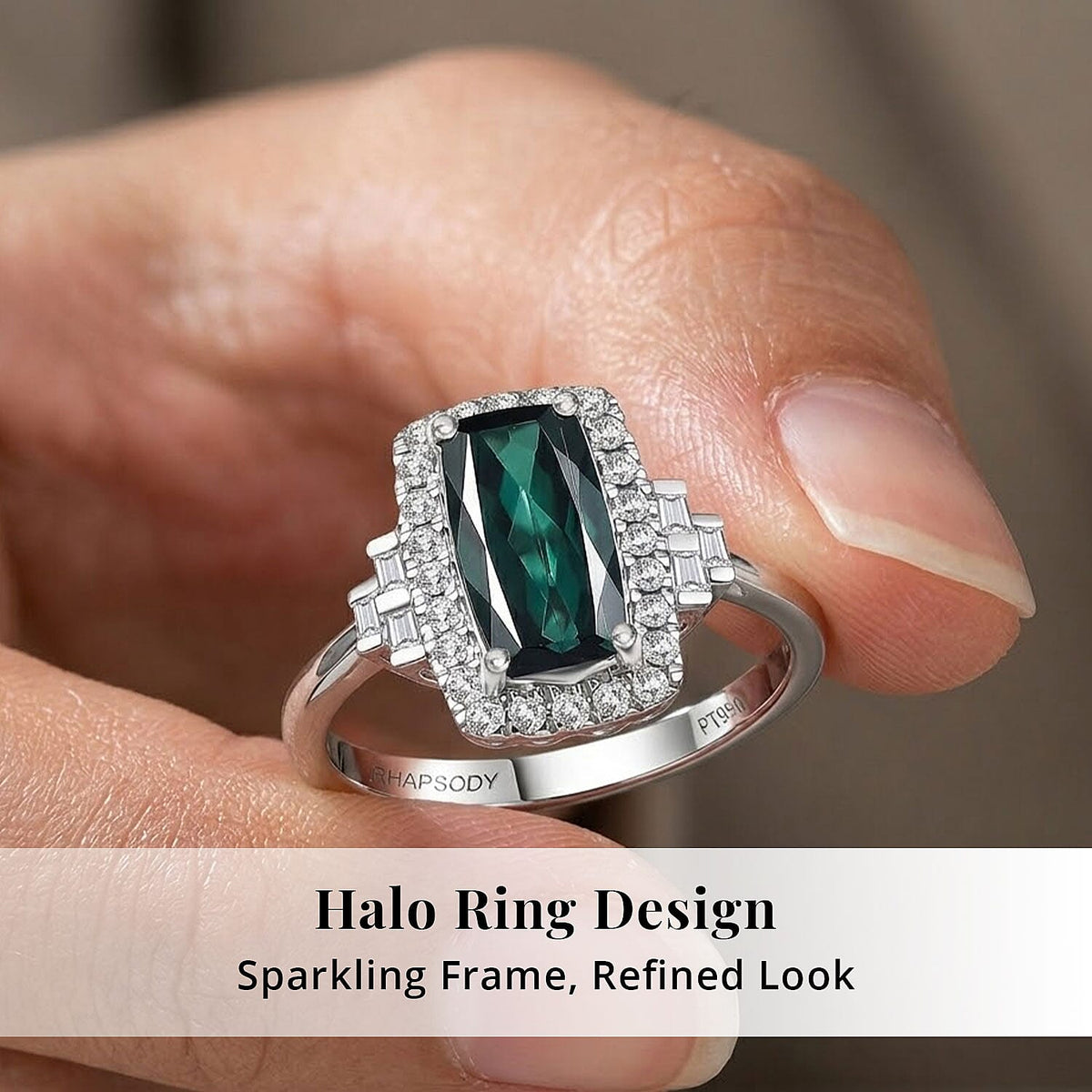 Certified and Appraised RHAPSODY AAAA Indicolite and White Diamond VS Ring in 950 Platinum, Platinum Wt.6.43 Gms  1.670  Ct. 8466212 4