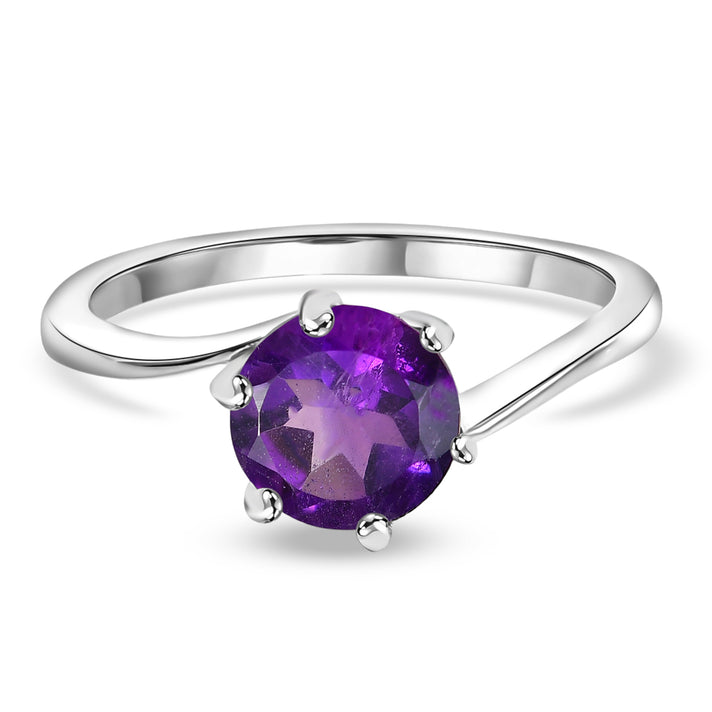 D'joy - AAA African Amethyst Solitaire Ring in Platinum Overlay Sterling Silver 1.19 Ct. 8466300 1