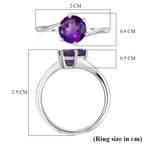 D'joy - AAA African Amethyst Solitaire Ring in Platinum Overlay Sterling Silver 1.19 Ct._8466300