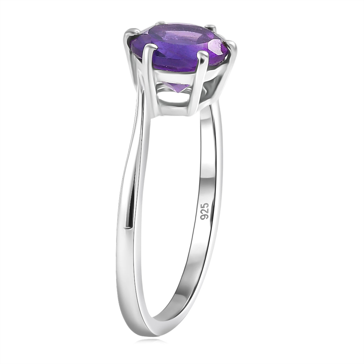 D'joy - AAA African Amethyst Solitaire Ring in Platinum Overlay Sterling Silver 1.19 Ct. 8466302 3
