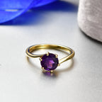 AAA African Amethyst Solitaire Ring in Yellow Gold Plated Sterling Silver 1.20 Ct._8466317_2