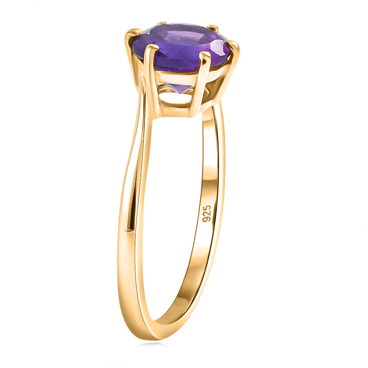 AAA African Amethyst Solitaire Ring in Yellow Gold Plated Sterling Silver 1.20 Ct. 8466317 4