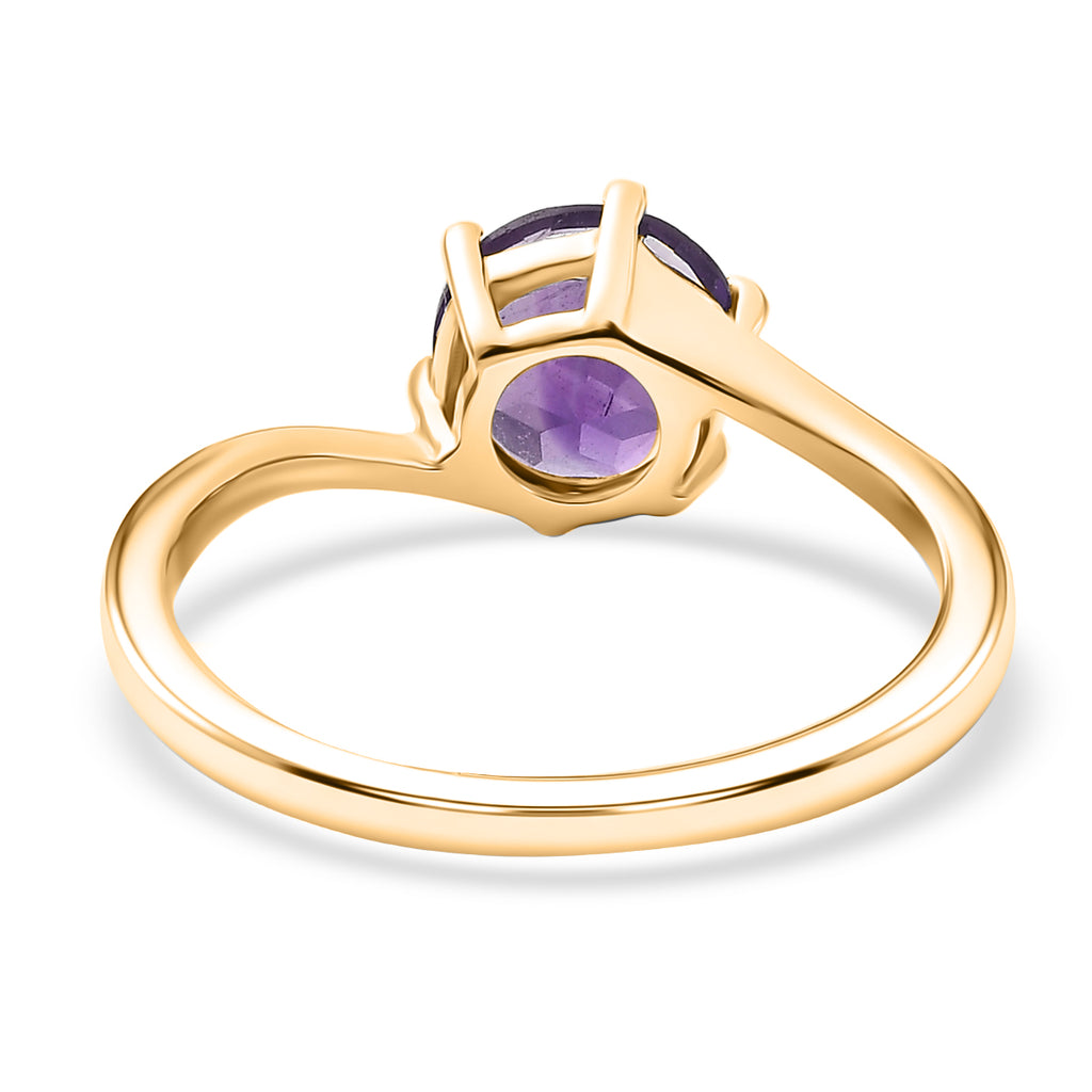 AAA African Amethyst Solitaire Ring in Yellow Gold Plated Sterling Silver 1.20 Ct._8466317_4
