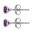 AAA Zambian Amethyst Solitaire Stud Push Post Earrings in Platinum Overlay Sterling Silver_8466321_3