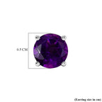 AAA Zambian Amethyst Solitaire Stud Push Post Earrings in Platinum Overlay Sterling Silver_8466321_4