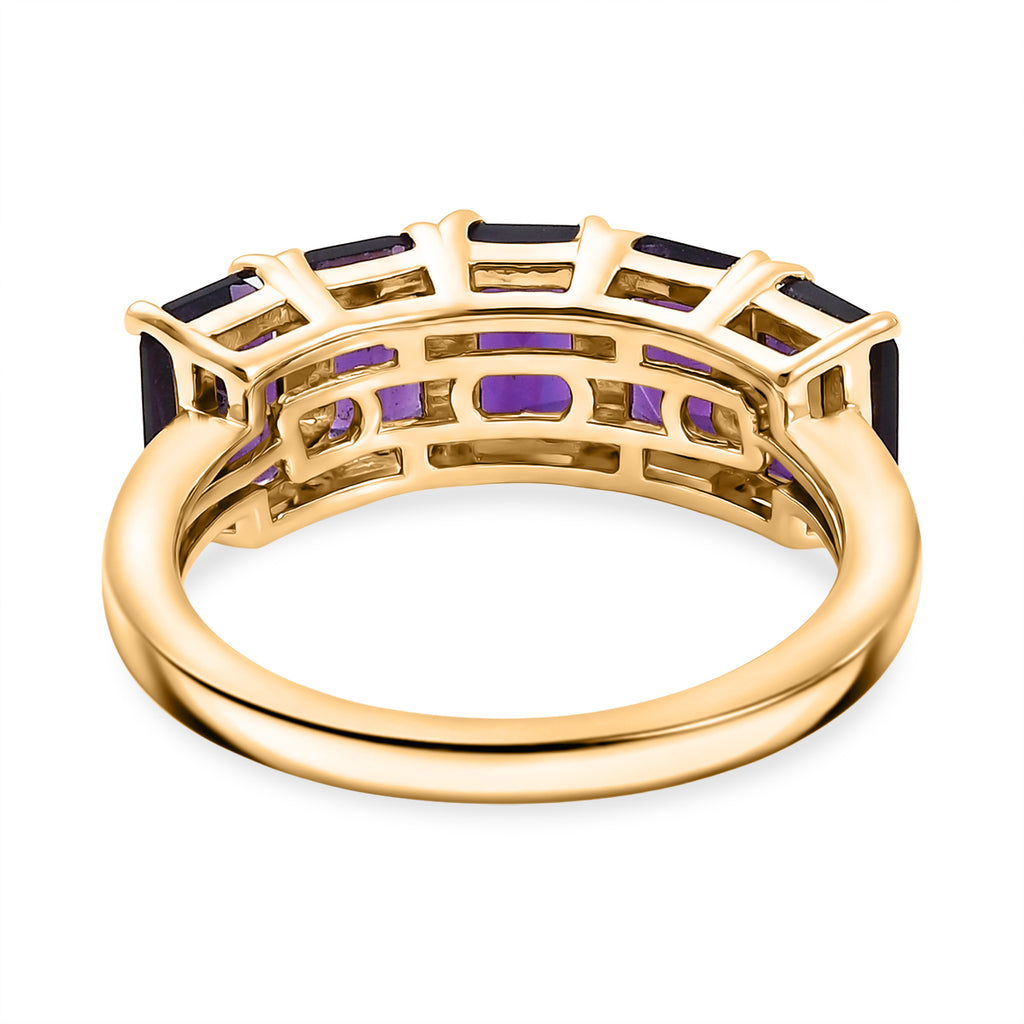 D'Joy AAA African Amethyst 5 Stone Ring in Yellow Gold Plated Sterling Silver 2.94 Ct._8466349_4