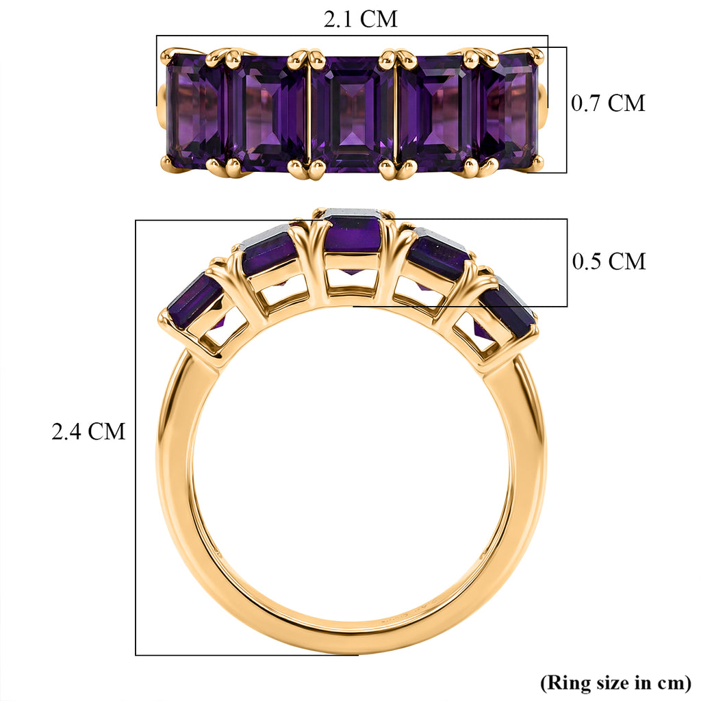 D'Joy AAA African Amethyst 5 Stone Ring in Yellow Gold Plated Sterling Silver 2.94 Ct._8466352_5