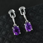 D'Joy AAA African Amethyst Dangling Earring with Push Post in Platinum Overlay Sterling Silver 2.26 Ct._8466357_2