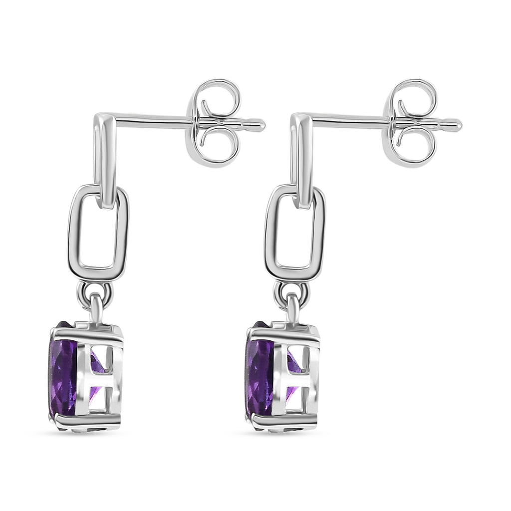 D'Joy AAA African Amethyst Dangling Earring with Push Post in Platinum Overlay Sterling Silver 2.26 Ct._8466357_3