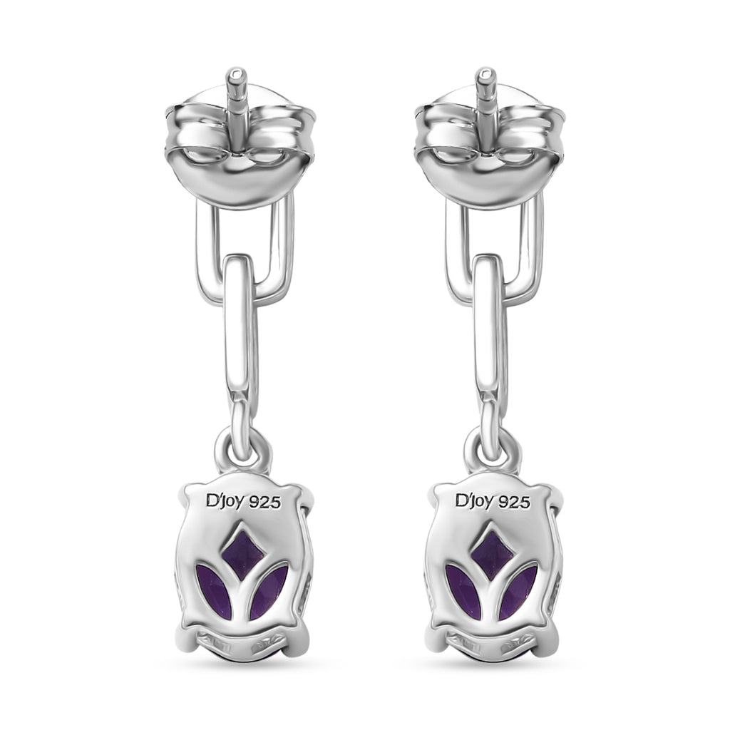 D'Joy AAA African Amethyst Dangling Earring with Push Post in Platinum Overlay Sterling Silver 2.26 Ct._8466357_4