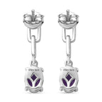 D'Joy AAA African Amethyst Dangling Earring with Push Post in Platinum Overlay Sterling Silver 2.26 Ct._8466357_4