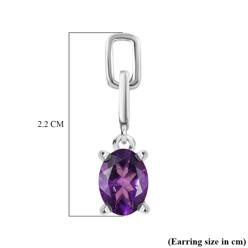 D'Joy AAA African Amethyst Dangling Earring with Push Post in Platinum Overlay Sterling Silver 2.26 Ct._8466357_5