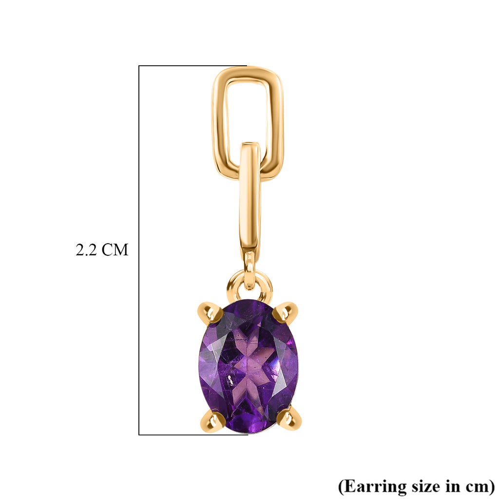 D'Joy AAA African Amethyst Dangling Push Post Earring in Yellow Gold Plated Sterling Silver 2.26 Ct._8466358_5