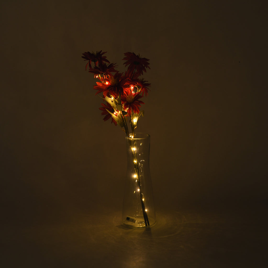 Set of 2 Faux Flower Branches with LED Lights (50cm) - Red & Green_8477105_1