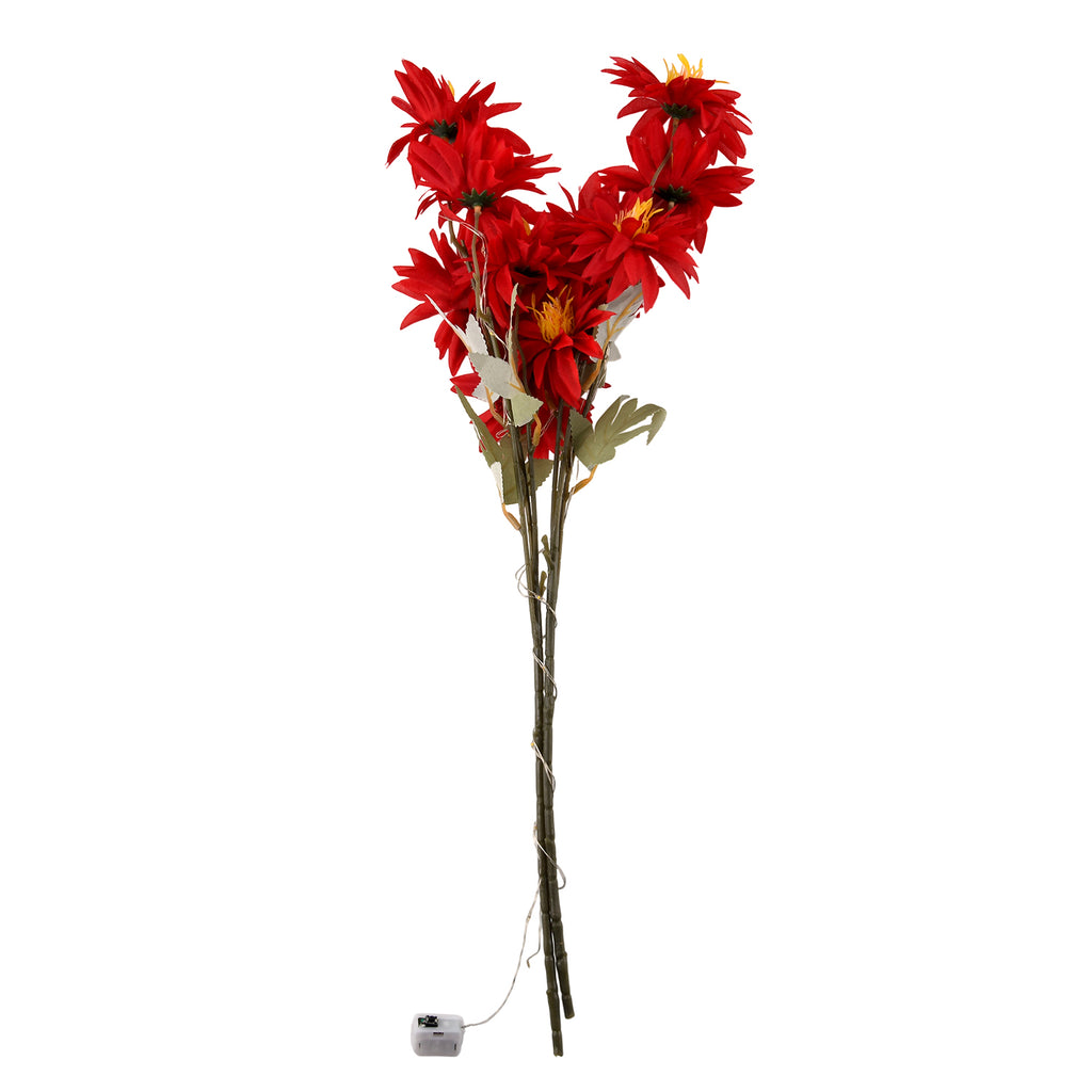 Set of 2 Faux Flower Branches with LED Lights (50cm) - Red & Green_8477105_2