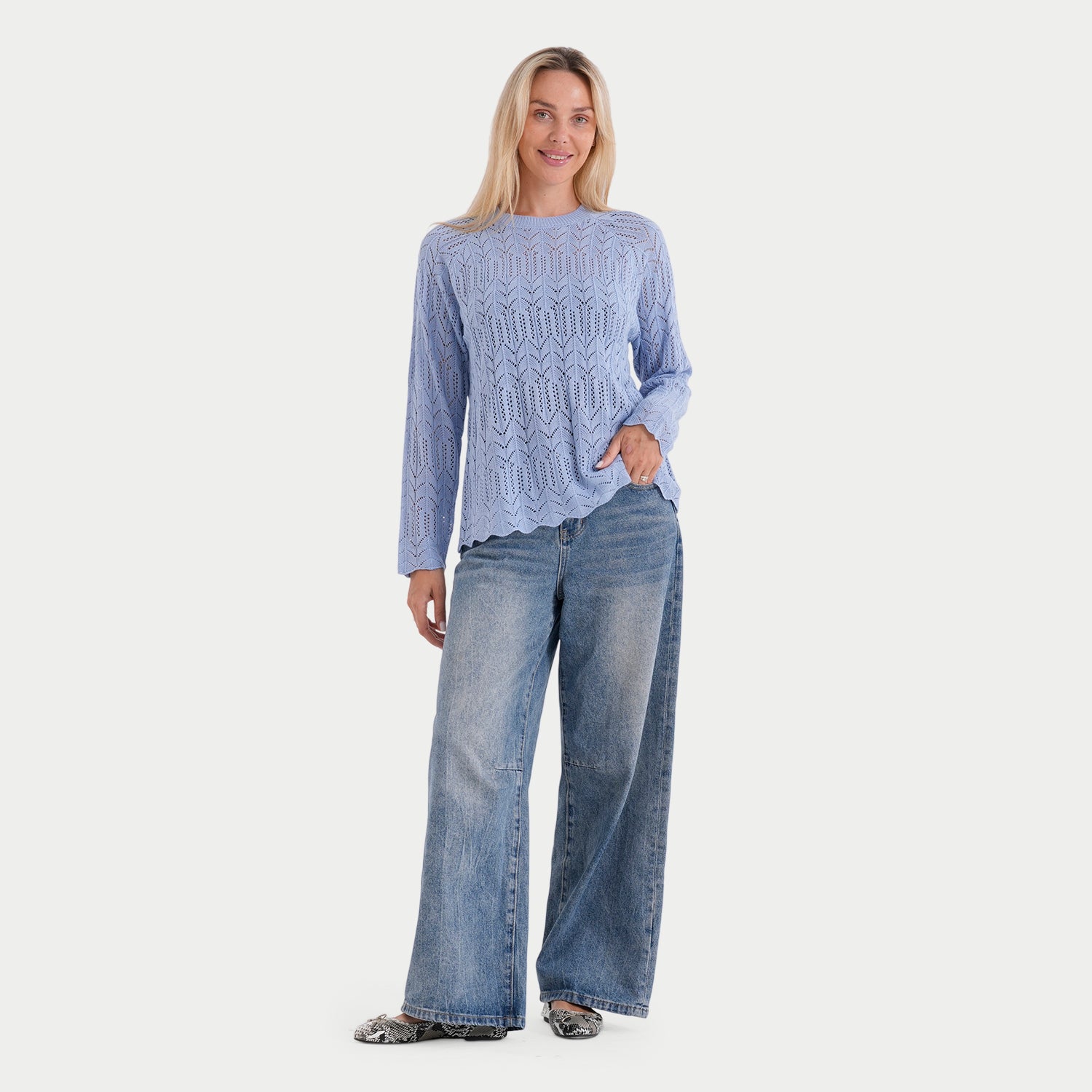 La Marey Lightweight Crew Neck Jumper (Size S, 8-10) - Sky Blue 8477130 0