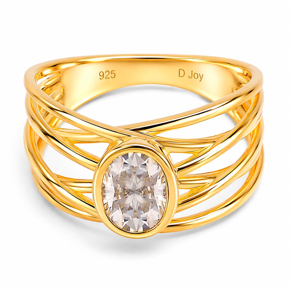 D'Joy - Moissanite Multi-Row Solitaire Ring in Yellow Gold Plated Sterling Silver 1.50 Ct. V32513685 0