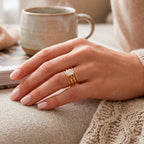 D'Joy - Moissanite Multi-Row Solitaire Ring in Yellow Gold Plated Sterling Silver 1.50 Ct._8477147_2