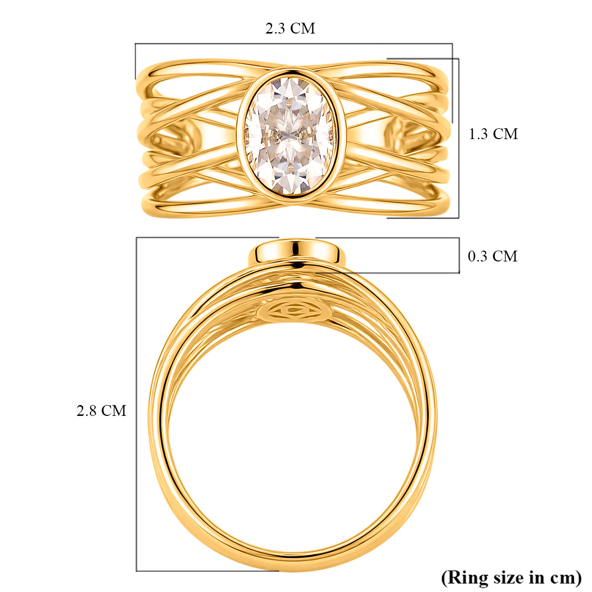 D'Joy - Moissanite Multi-Row Solitaire Ring in Yellow Gold Plated Sterling Silver 1.50 Ct. V32513685 6