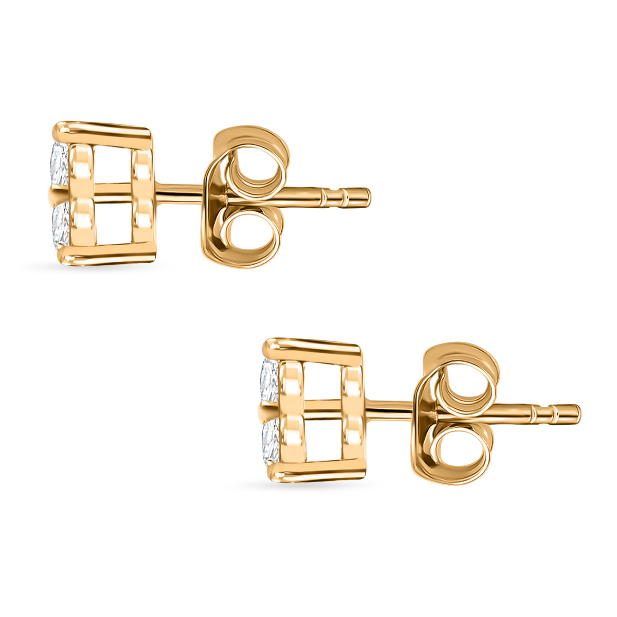 LUXURIANT Lab Grown Diamond 3 Stone Stud Push Post Earring in 18K Vermeil Yellow Gold Plated Sterling Silver (SI-G-H) 8477173 4