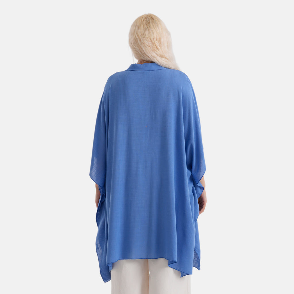 La Marey Kaftan-Style Longline Shirt (One Size) - Blue_8477474_2